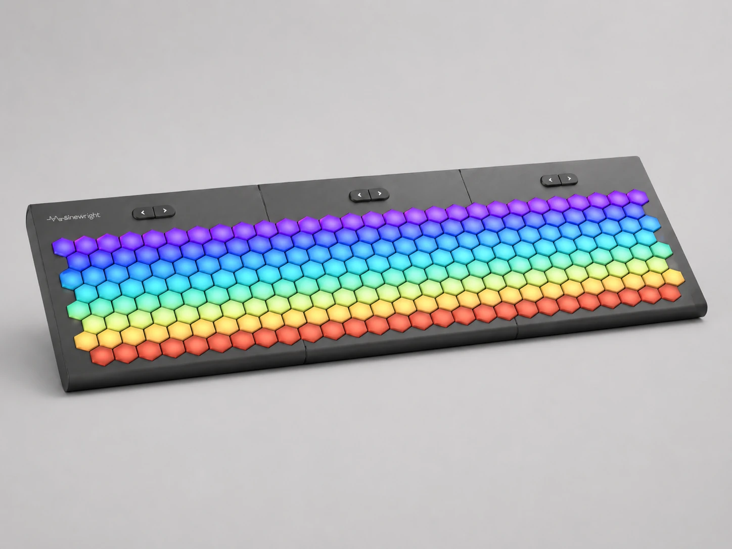 Sinewright isomorphic keyboard with illuminated hexagonal keys
