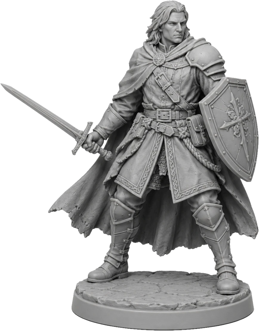 Tabletop gaming miniature beside a 3D printer